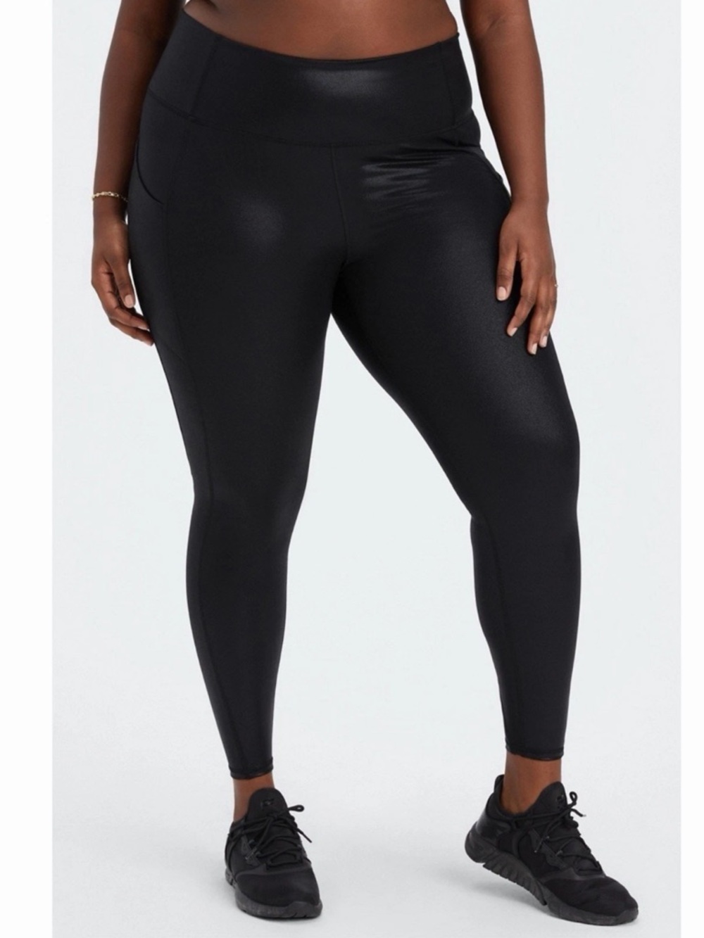 NWT Fabletics Oasis‎ PureLuxe High Waisted Black Fog Foil Leggings